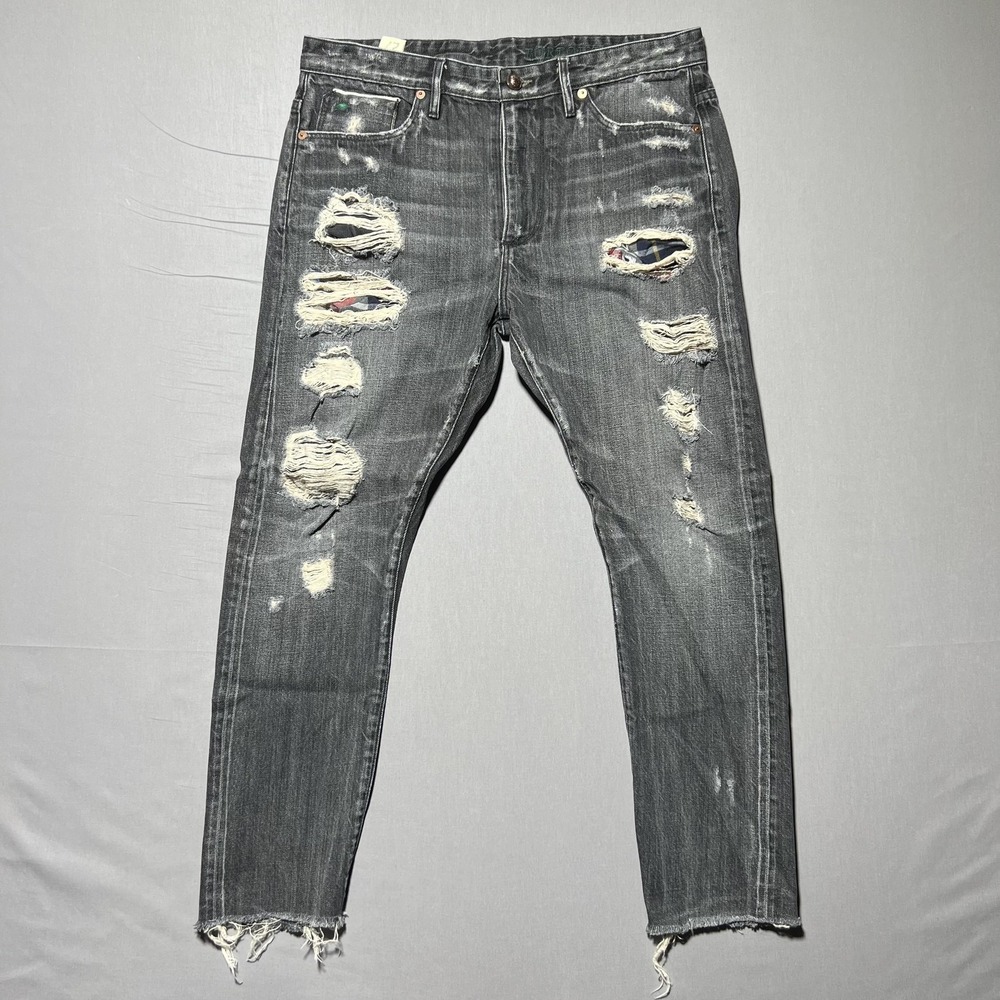 Tortoise Selvedge Jeans Mens‎ 27 Distressed Straight Leg Raw Hem Made in USA